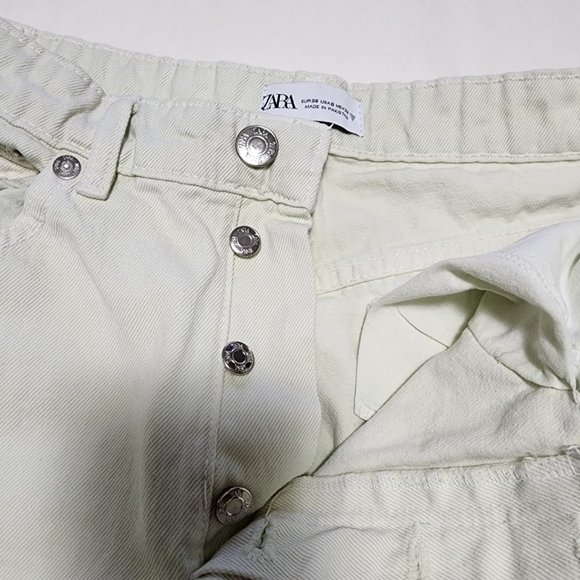 Zara Ivory Off White High Rise Straight Leg Crop Jeans - Picture 5 of 7